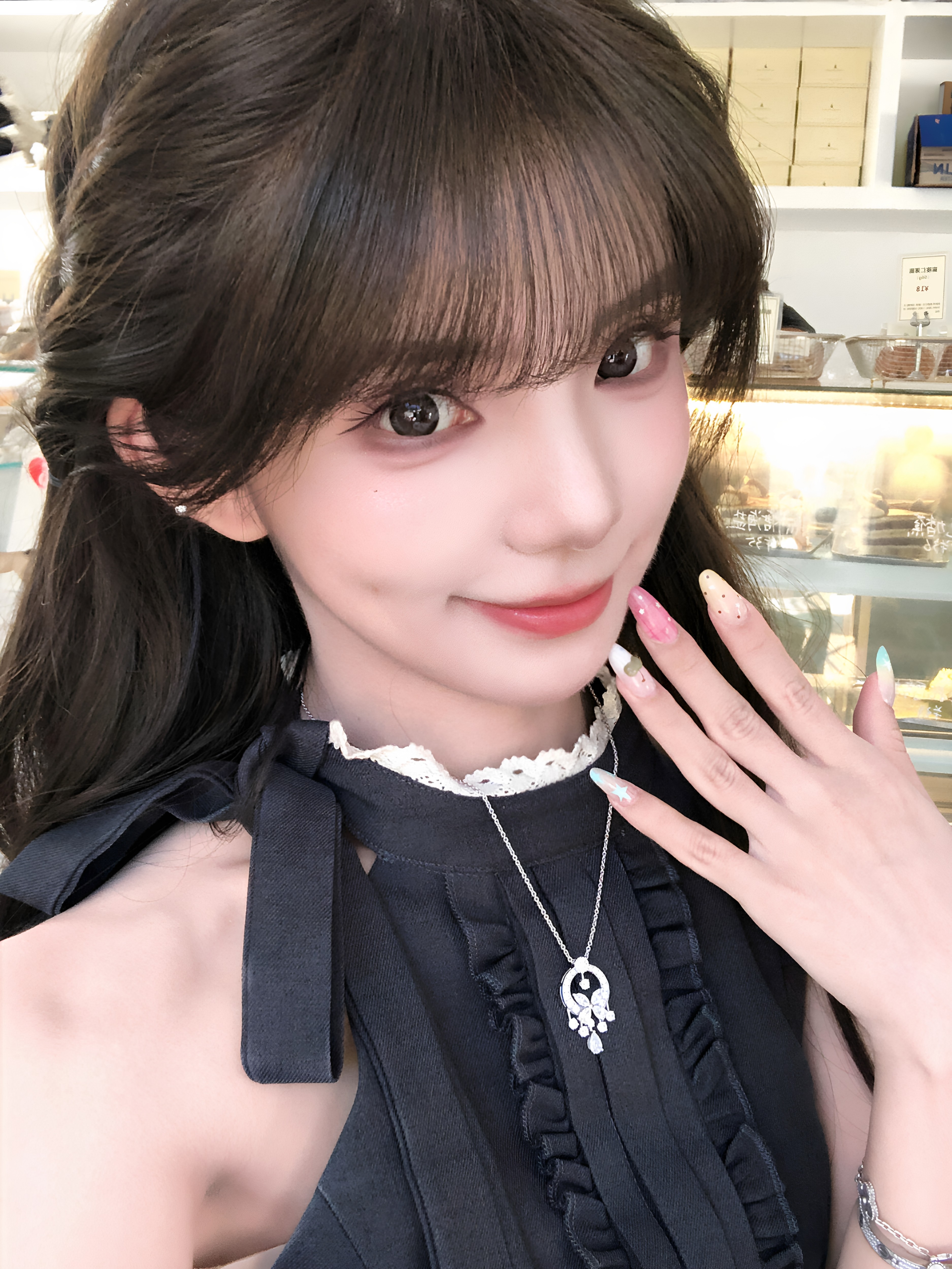 花园蝴蝶结圆环流苏锆石项链女简约高级感轻奢小众装饰配饰锁骨链