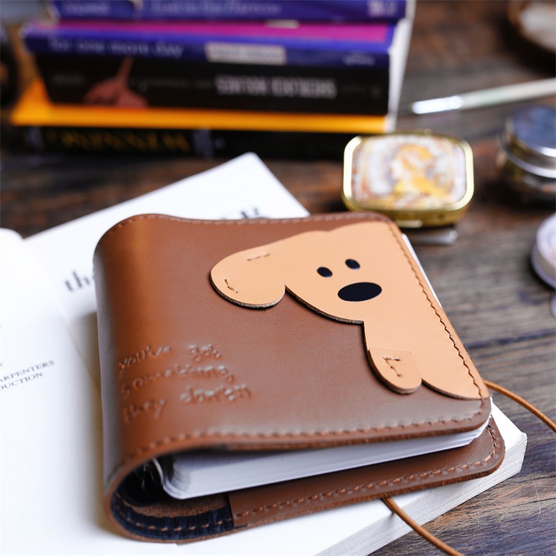 真皮迷你旅行活页水彩手账本绘画本卡通可爱棉浆300g水彩纸小方本