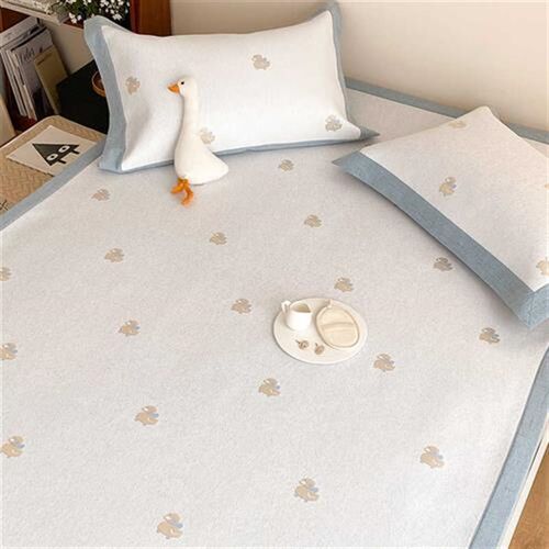 卡通夏季冰丝凉席三l件套家用1.5米凉席可水洗折叠空调软席子1.8