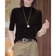 打底衫 黑色半高领五分袖 七分袖 女z春秋洋气内搭中袖 上 针织打底衫