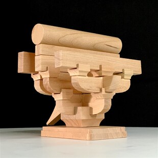 中国古建筑榫卯斗拱实木积木拼装模型玩具文创摆件礼物教具模型