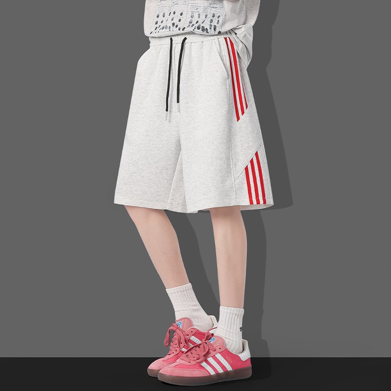 美式重磅条纹休闲短裤男夏季新款男生裤子潮牌宽松运动男士五分裤