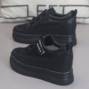 百搭女鞋 2021夏季 女厚底内M增高8cm韩版 魔术贴网纱透气小白鞋 新款