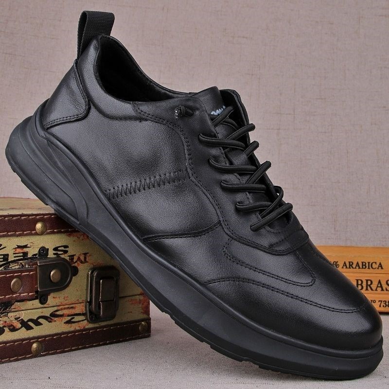 外贸皮鞋男真皮运动鞋板鞋休闲皮鞋头层牛皮软底松紧带网红鞋皮鞋