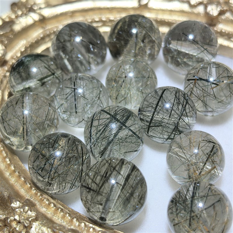 天然绿发晶单珠彩发晶绿色发晶水晶散珠DIY水晶多宝手链配珠