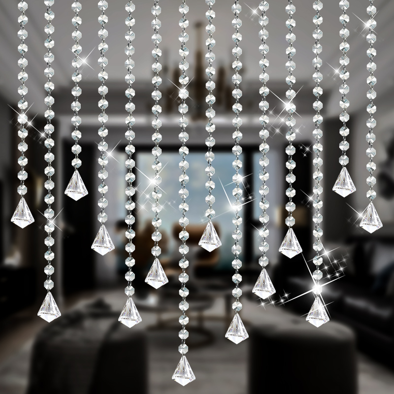 珠帘隔断帘水晶八角珠客厅鞋柜装饰玄关餐厅过道家用免打孔挂帘子