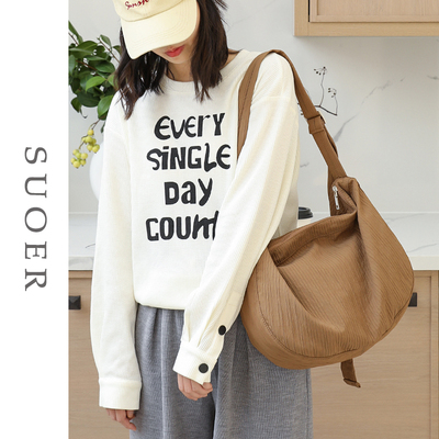 轻便尼龙拉链帆布包女大容量宽肩带斜挎包腋下单肩包2024秋冬新款