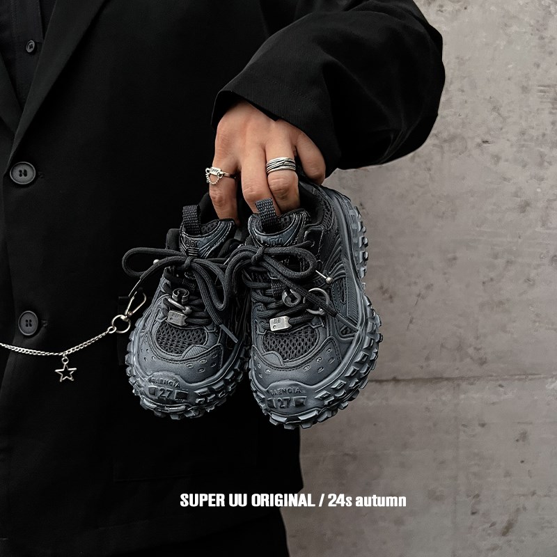 儿童榴莲底秋季擦色老爹鞋潮款男童鞋网布防滑运动鞋潮女童轮胎鞋