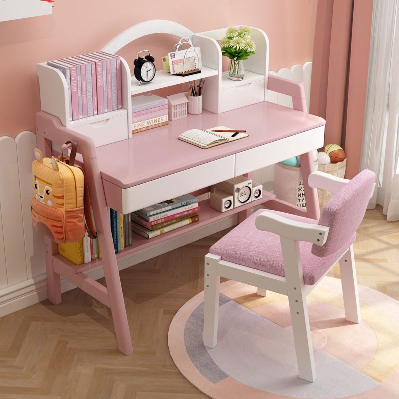 书桌儿童学习桌全实木初中小学生卧室男女孩家用写字课桌椅子套装