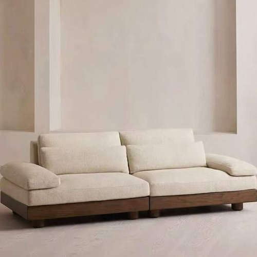 中古侘寂风实木地台布艺沙发客厅小户型日式榻榻米民宿休息区接待