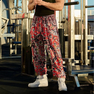 YoungLa瑜伽薄款长裤男夏季透气速干宽松运动裤健身训练印花裤子