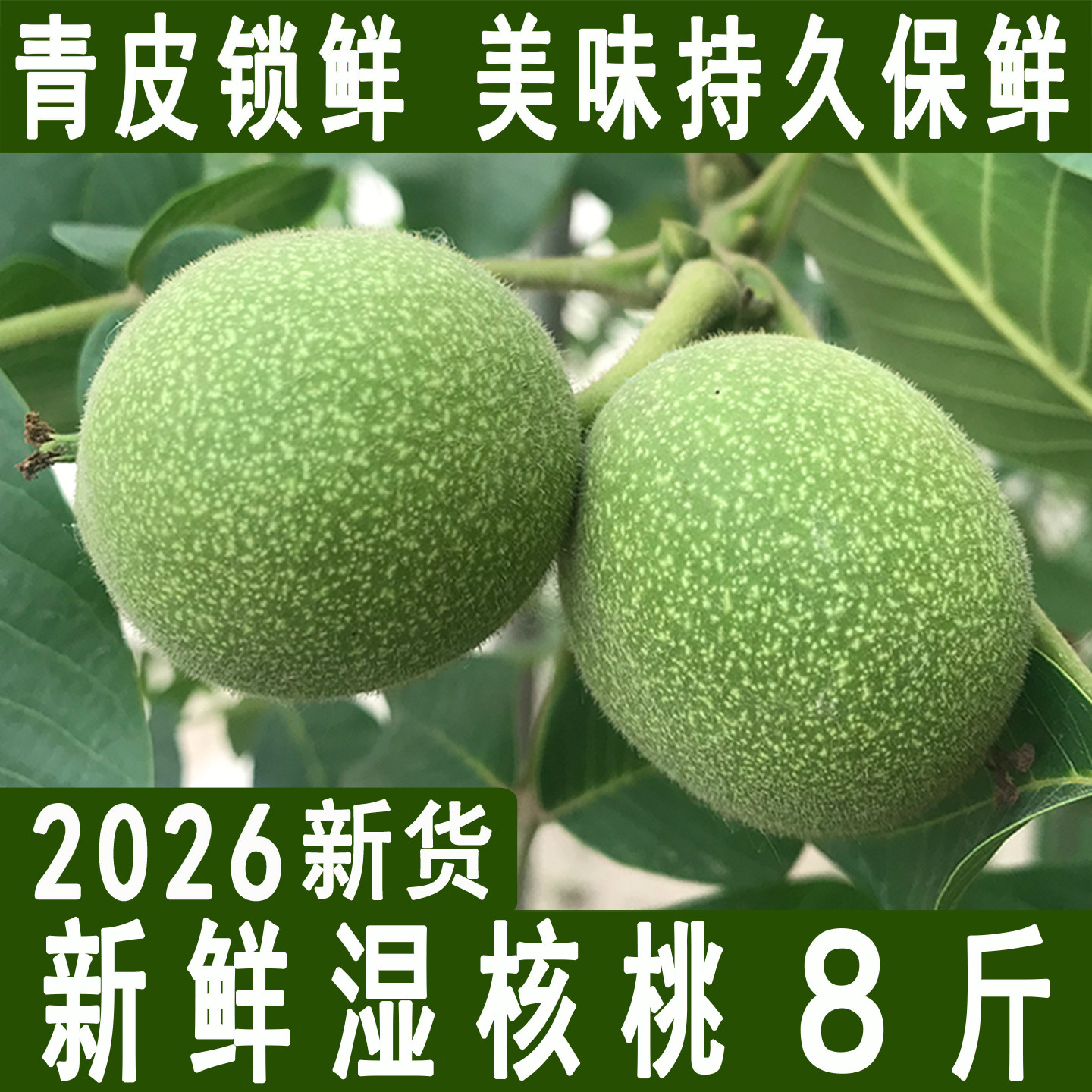 2026新鲜核桃带青皮湿核桃去绿皮生核桃薄皮孕妇专用嫩黑桃新货批