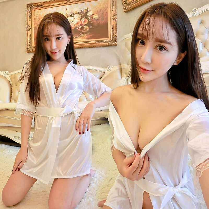 性感睡衣女士夏季透明真丝睡袍大码浴袍内衣蕾丝睡裙两件套装诱惑|msdalam kategori Pakaian Dalam/seluar dalam lelaki/tracksuit, gaun/jubah mandi - dari Buy2taobao.com untuk memberikan perkhidmatan ejen Taobao profesional membeli