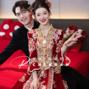 高端丝绒秀禾服2025新款 嫁衣敬酒服 新娘结婚出阁礼服重工婚服中式