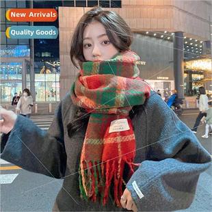 senior sense winter Year female plaid scarf New Christmas
