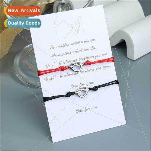 Europe stainless steel heart-shaped pendant wax rope couple