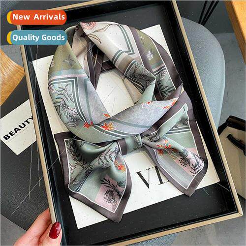 2022 terary spring summer printing long small silk scarf wom