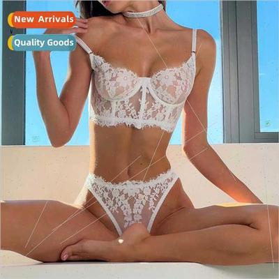 Eyelash small flowers lace lace sexy lingerie bra erotic set