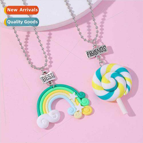 New  Friends BFF Rainbow Lollipop Necklace mple Cute Cartoon
