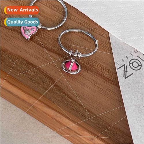 Medieval heart Saturn small pendant ring women two stacking