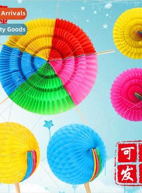 Hand-turned flower color-changing fan group exercise dance p