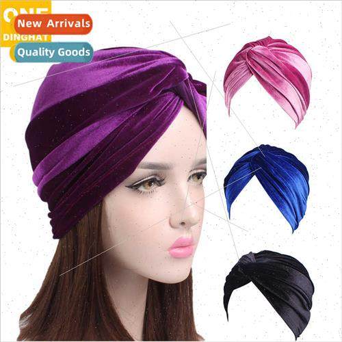 Autumn Winter Velvet Stch Bandana Hat Crossed Twisted Hat Ch