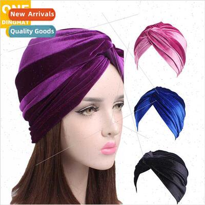 Autumn Winter Velvet Stch Bandana Hat Crossed Twisted Hat Ch