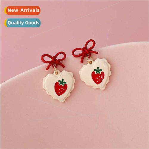 Strawberry love earrings female summer s925 silver needle ea