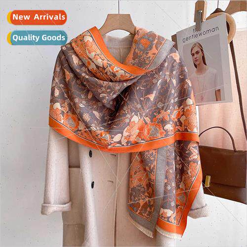 French retro flowers birds fashion faux cashmere scarf femal