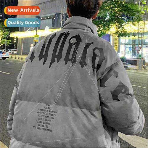 suede cotton jacket men fall winter tide loose thickened pad