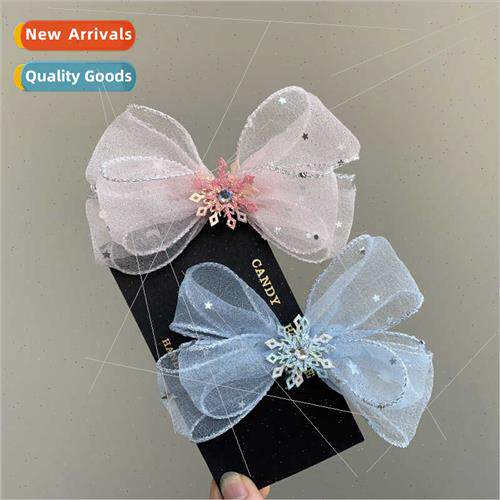 Princess hair accessories snowflake bow children hair clips