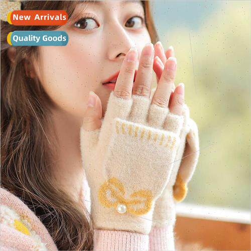 Korean  a hundred students wring cute half-finger flip glove