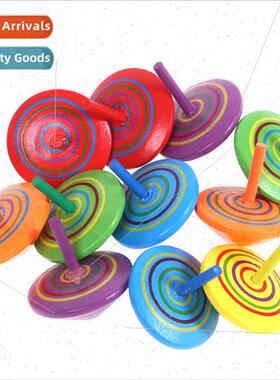 Wooden small gyro desktop decompression wooden toys rainbow
