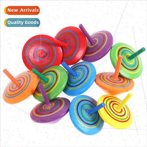 Wooden small gyro desktop decompression wooden toys rainbow