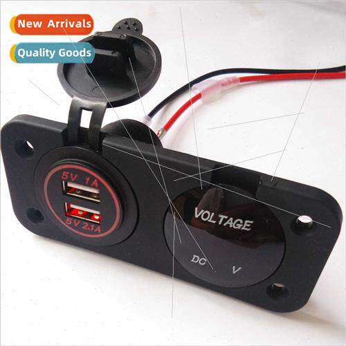 Car panel modification car charger red light dual USB red LE
