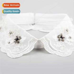 fall winter shirt new rhinestone women beaded Korea collar