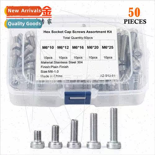 50pcs M6*10 12 16 20 25 304 cup cylindrical head socket head