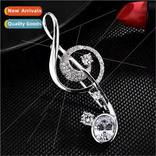 Note copper zirconia brooch female Korea fashion corsage pin