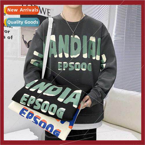 2023 new spring fall printing sweater men versatile round ne