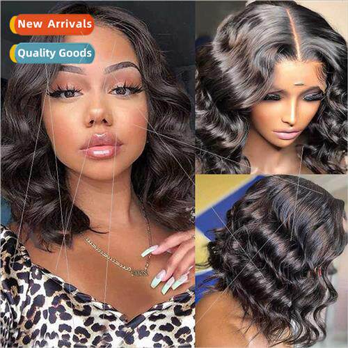 Fashion Europe wig women short curly hair middle parted wavy