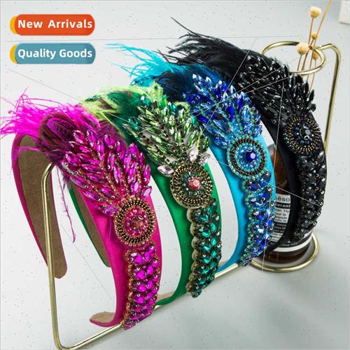 Hair bands new nd personalized feathers colored glass diamon