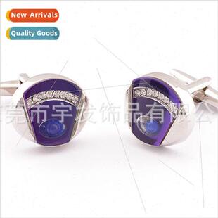 Round Stained Glass Crystal Gemstone Cufflinks French Shirt