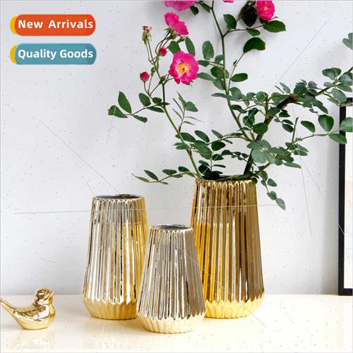 Golden ceramic vase simple Scandinavian modern home decorati