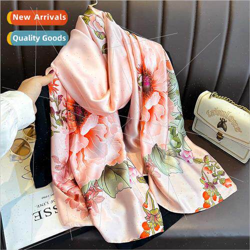 Retro Korean  fashion printing silk scarf neck protector out
