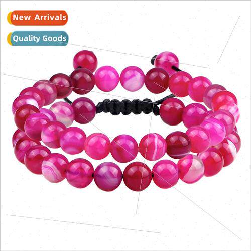 Jewelry set colorful striped agate pure beads bracelet hwove