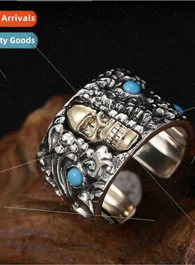 Bully Men Wide Skull Open Ring Anti Thai lver Vintage Hipste