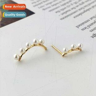 silver beads asymmetric Korea popular earrings S925