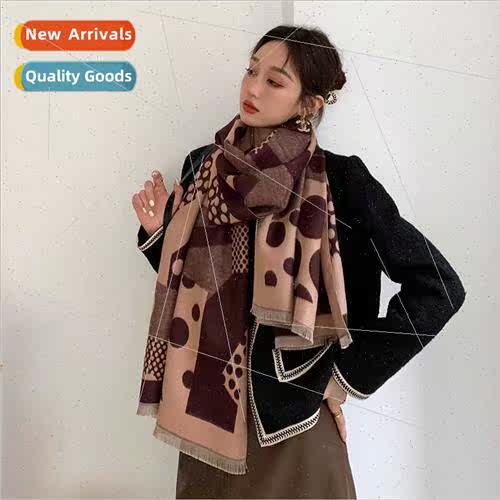 2023 fall new imation cashmere scarf double pull wool shawl