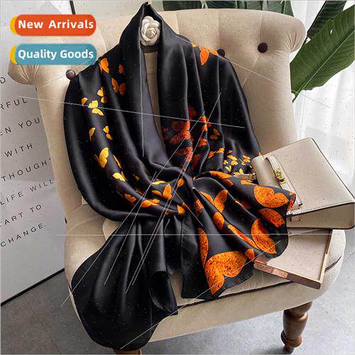 Spring Autumn Summer Black Butterfly Printing Gold Edge Fash