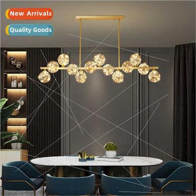 Copper Scandinavian long dining room chandelier modern simpl